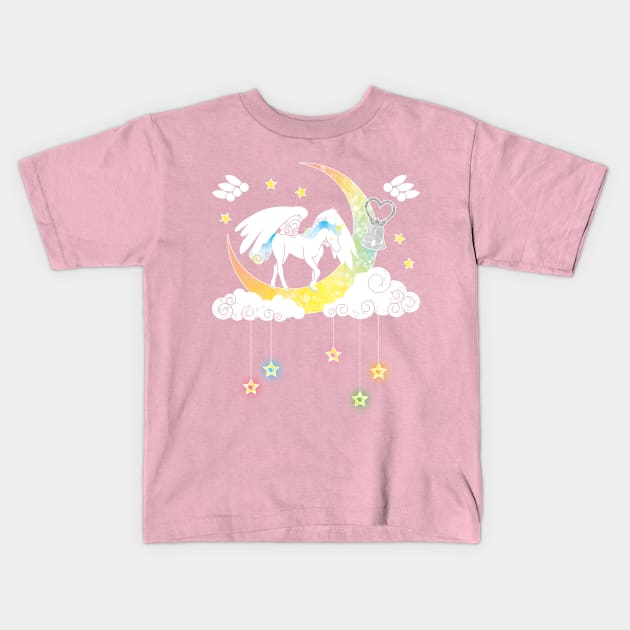 Moonlight Pegasus Kids T-Shirt by Maggieful Designs